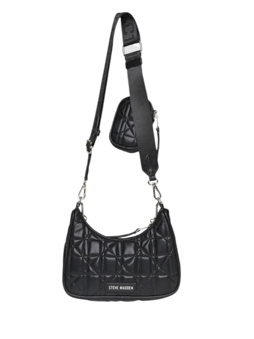 NWT Steve Madden BVITAL-G Quilted Crossbody Bag Black Vegan